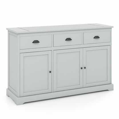 3 Drawers Sideboard Buffet Storage with Adjustable Shelves, Gray Sideboards Cabinets & Buffets   at Gallery Canada