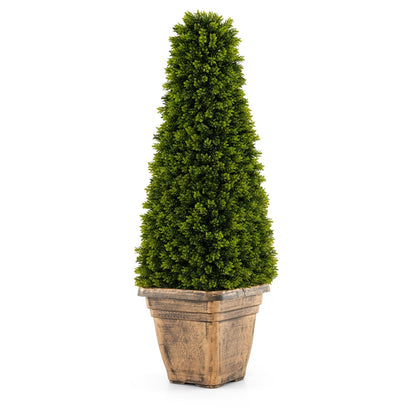 3 Feet Artificial Boxwood Topiary Tree with Cement Flowerpot, Green Faux Plants   at Gallery Canada