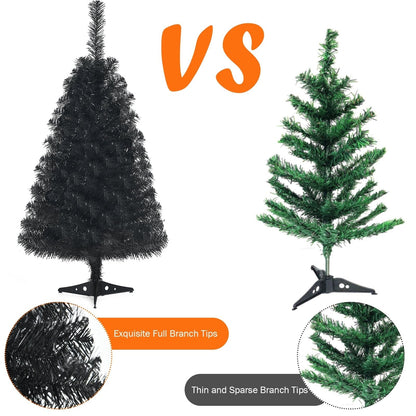 3 Feet Unlit Artificial Christmas Halloween Mini Tree with Plastic Stand, Black Christmas Tree   at Gallery Canada