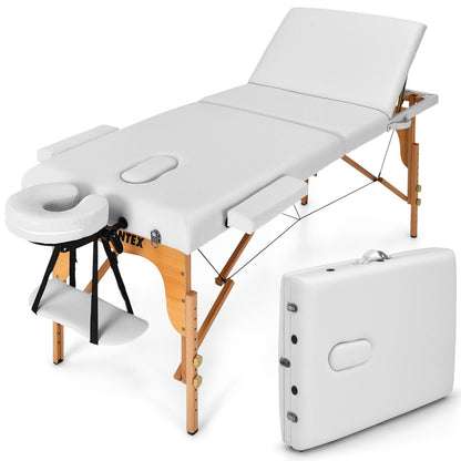 3 Fold Portable Adjustable Massage Table with Carry Case, White Spa & Salon   at Gallery Canada