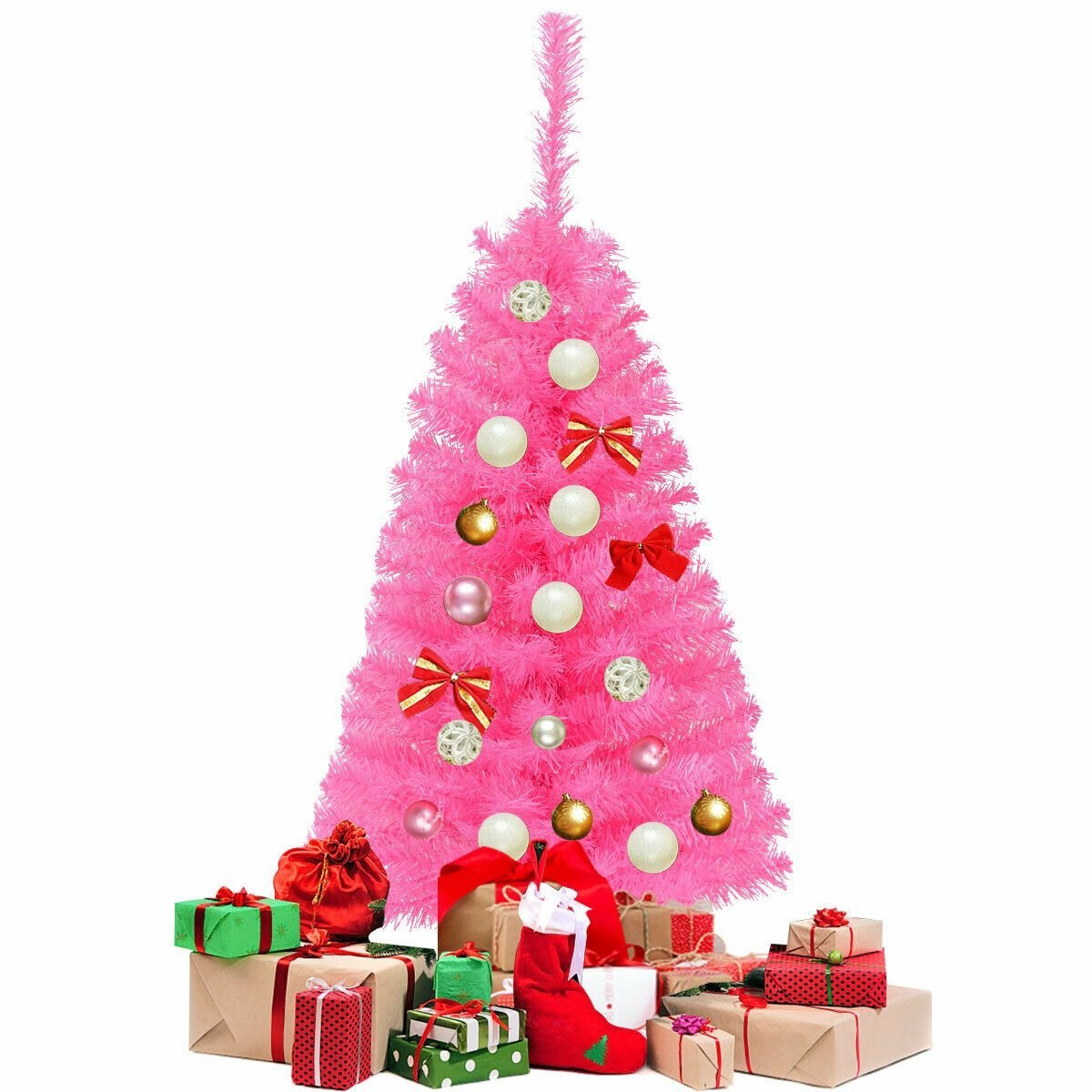 3 ft Premium Artificial Christmas Mini Tree with Stand, Pink Christmas Tree   at Gallery Canada