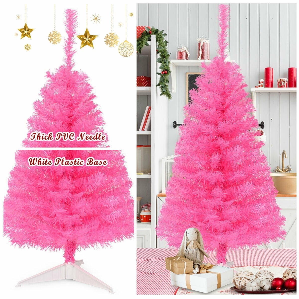 3 ft Premium Artificial Christmas Mini Tree with Stand, Pink Christmas Tree   at Gallery Canada