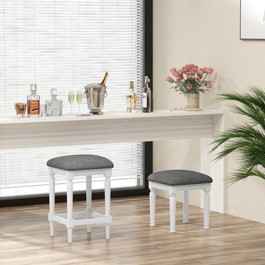 3 Heights Square Saddle Stool Set of 2 with Footrests and Padded Seats, Gray Bar Stools   at Gallery Canada