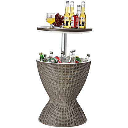 3 in 1 8 Gallon Patio Rattan Cooler Bar Table with Adjust Ice Bucket, Brown Patio Bar Furniture   at Gallery Canada