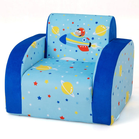 3 in 1 Convertible Flip Open Kids Sofa for Nap Play Sleep, Blue Kids Chairs & Seating   at Gallery Canada