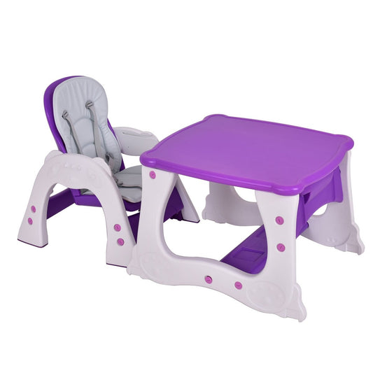 3 in 1 Convertible Play Table Seat Baby High Chair, Purple High Chairs   at Gallery Canada