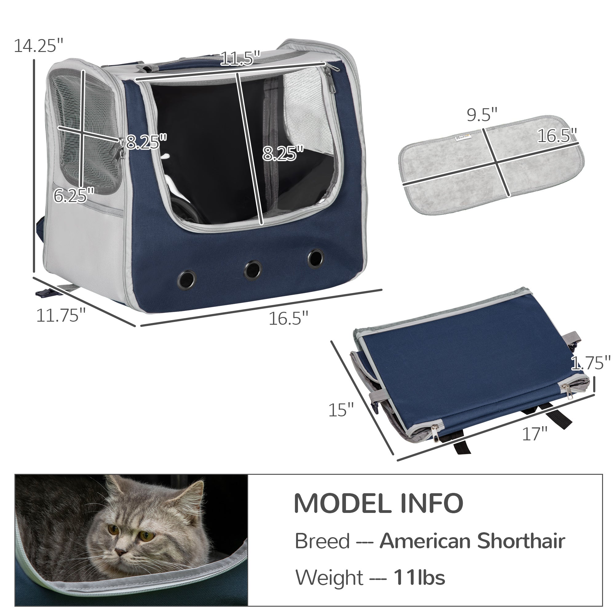 3 IN 1 Dog Carrier, Foldable Pet Backpack, Luggage with Telescoping Handle, Adjustable Shoulder Strap for Small Cats &; Dogs Travel Hiking, Light Grey Dog Bike Trailers & Strollers   at Gallery Canada