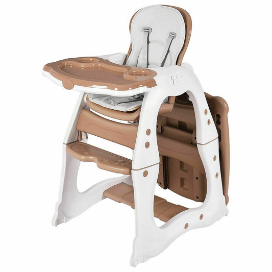 3 in 1 Infant Table and Chair Set Baby High Chair, Brown High Chairs   at Gallery Canada