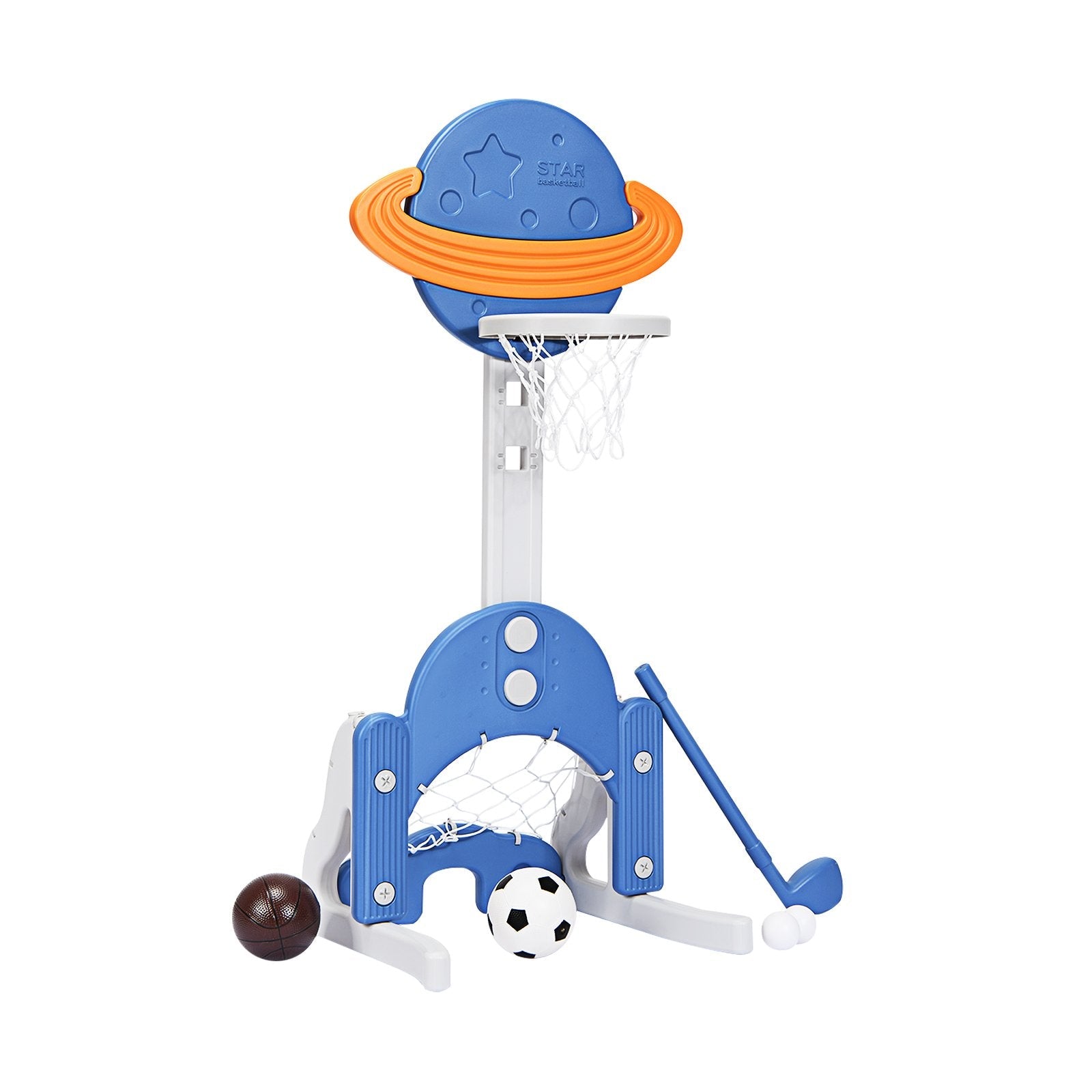 3 in 1 Kids Basketball Hoop Set with Balls, Blue Toy Sports   at Gallery Canada