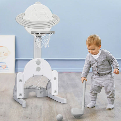 3 in 1 Kids Basketball Hoop Set with Balls, White Toy Sports   at Gallery Canada