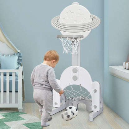 3 in 1 Kids Basketball Hoop Set with Balls, White Toy Sports   at Gallery Canada