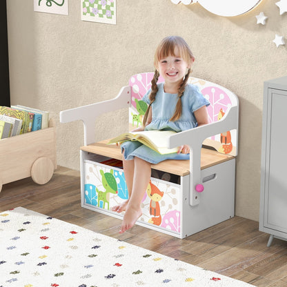 3 in 1 Kids Convertible Activity Bench with 2 Removable Fabric Bins, White Kids Chairs & Seating   at Gallery Canada