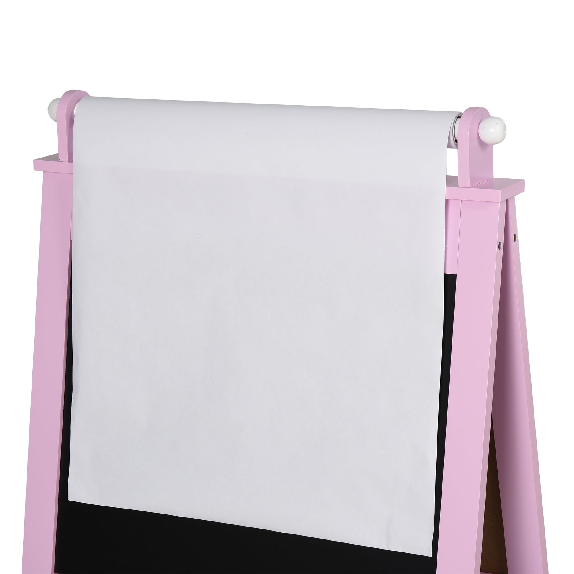 3 In 1 Kids Wooden Art Easel with Paper Roll Double-Sided Chalkboard &; Whiteboard with Storage Baskets Gift for Toddler Girl Age 3 Years+ Pink Kids Desk Sets   at Gallery Canada