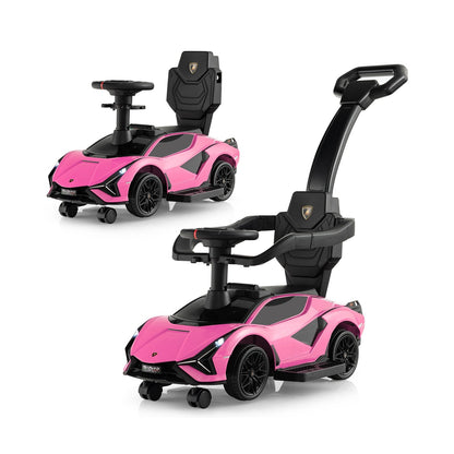 3 in 1 Licensed Lamborghini Ride Walking Toy Stroller, Pink Push & Pedal Ride On Toys   at Gallery Canada