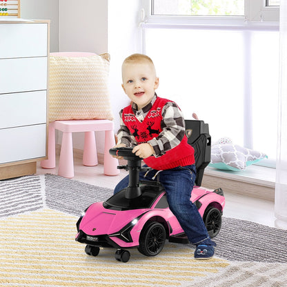 3 in 1 Licensed Lamborghini Ride Walking Toy Stroller, Pink Push & Pedal Ride On Toys   at Gallery Canada