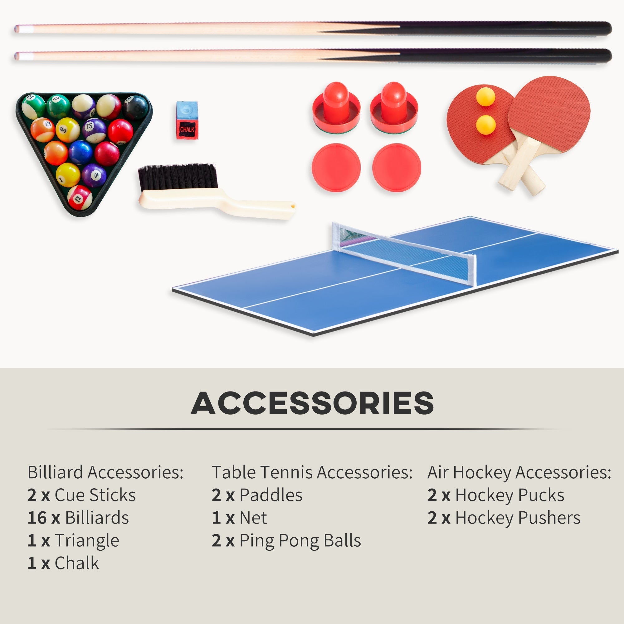 3 in 1 Multi-use Mini Games Table Tennis Billiard Pool Air Hockey Set with All Accessories Game Tables   at Gallery Canada