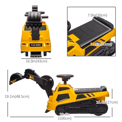 3 in 1 Ride on Excavator Bulldozer Road Roller, No Power Pretend Play Construction with Music, for 18-48 Months, Yellow Toy Excavators   at Gallery Canada