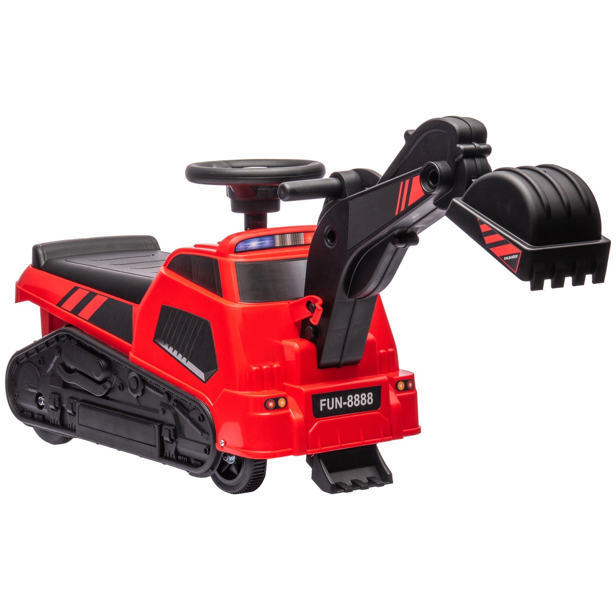 3 in 1 Ride on Excavator Bulldozer Road Roller w/ Music Red Toy Excavators   at Gallery Canada