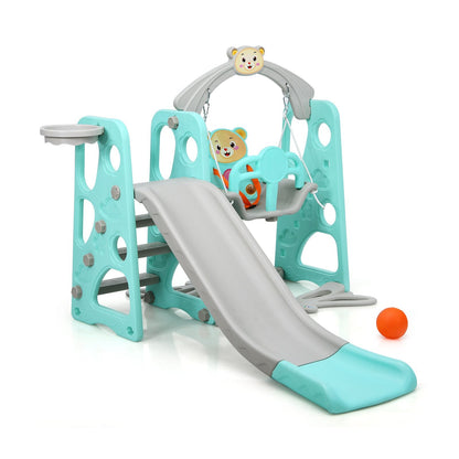 3 in 1 Toddler Climber and Swing Set Slide Playset, Green Climbers & Slides   at Gallery Canada