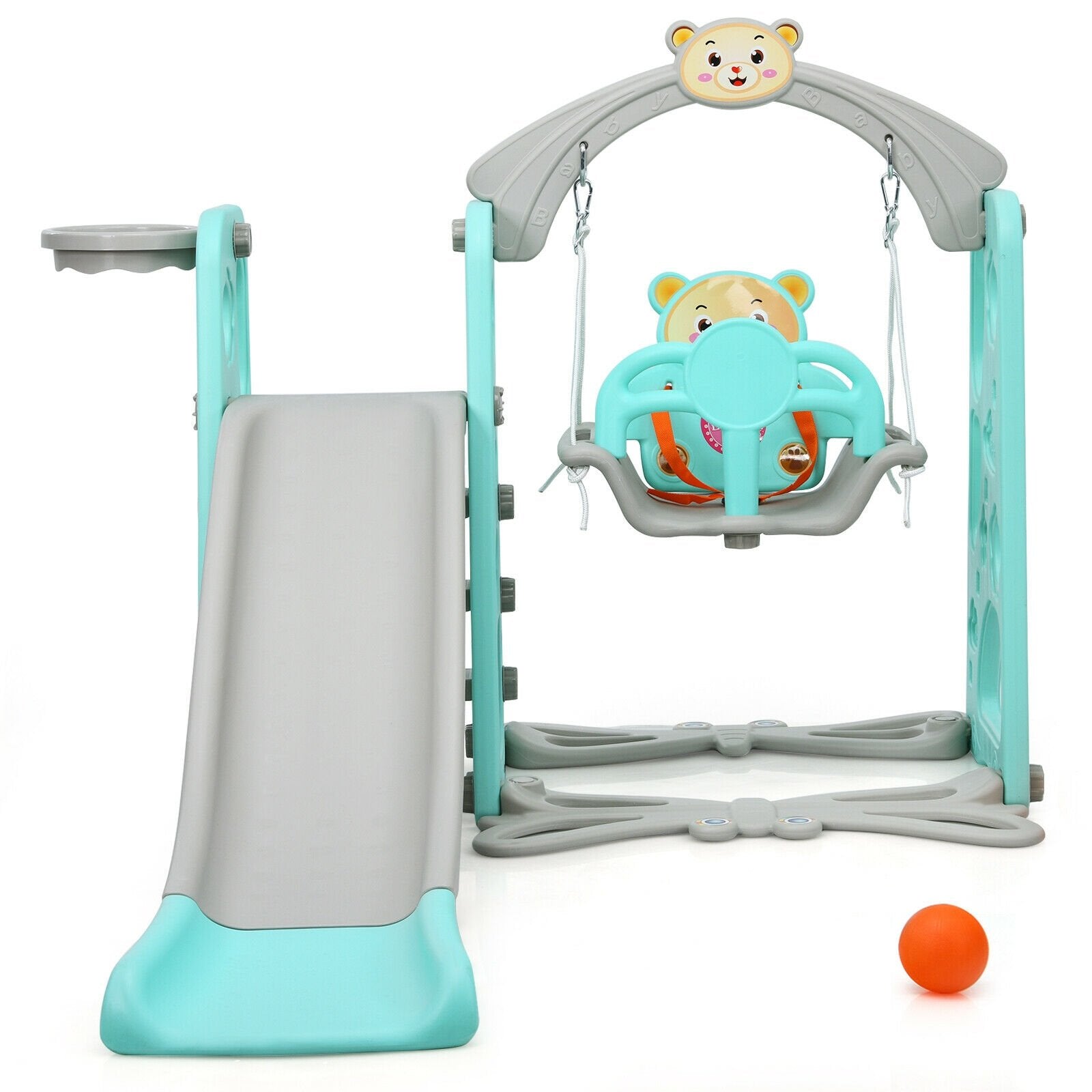 3 in 1 Toddler Climber and Swing Set Slide Playset, Green Climbers & Slides   at Gallery Canada