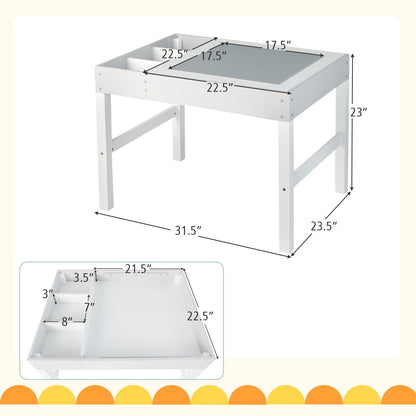 3 in 1 Wooden Kids Table with Storage and Double-Sided Tabletop, White Kids Table & Chair Sets   at Gallery Canada