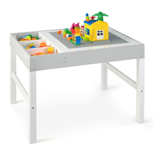 3 in 1 Wooden Kids Table with Storage and Double-Sided Tabletop, White Kids Table & Chair Sets   at Gallery Canada