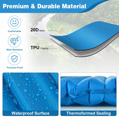 3 Inch Thick Inflatable Waterproof Camping Sleeping Pad, Blue Air Mattresses & Sleeping Bags   at Gallery Canada