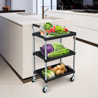 3 Layer Tool Cart with PP Shelves Sponged Handle and Swivel Wheel, Black Kitchen Islands & Carts   at Gallery Canada