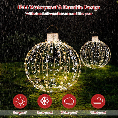 3 Pack Christmas LED Light Balls with Cable Ties and 6 Stakes, Golden Christmas Decor & Accessories   at Gallery Canada