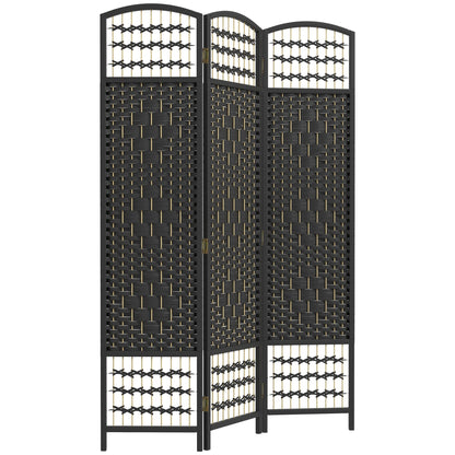 3 Panel Folding Room Divider, Portable Privacy Screen, Wave Fiber Room Partition for Home Office, Black Room Dividers Black  at Gallery Canada