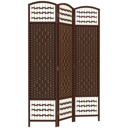 3 Panel Folding Room Divider, Portable Privacy Screen, Wave Fiber Room Partition for Home Office, Brown Room Dividers Brown  at Gallery Canada