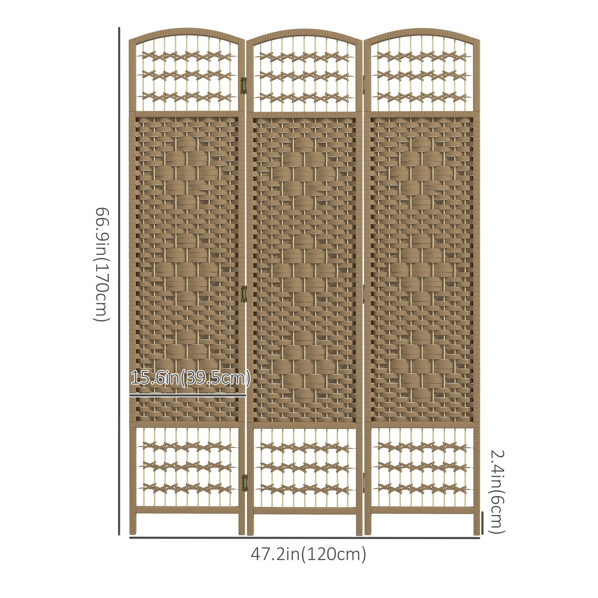 3 Panel Folding Room Divider, Portable Privacy Screen, Wave Fiber Room Partition for Home Office, Natural Room Dividers   at Gallery Canada