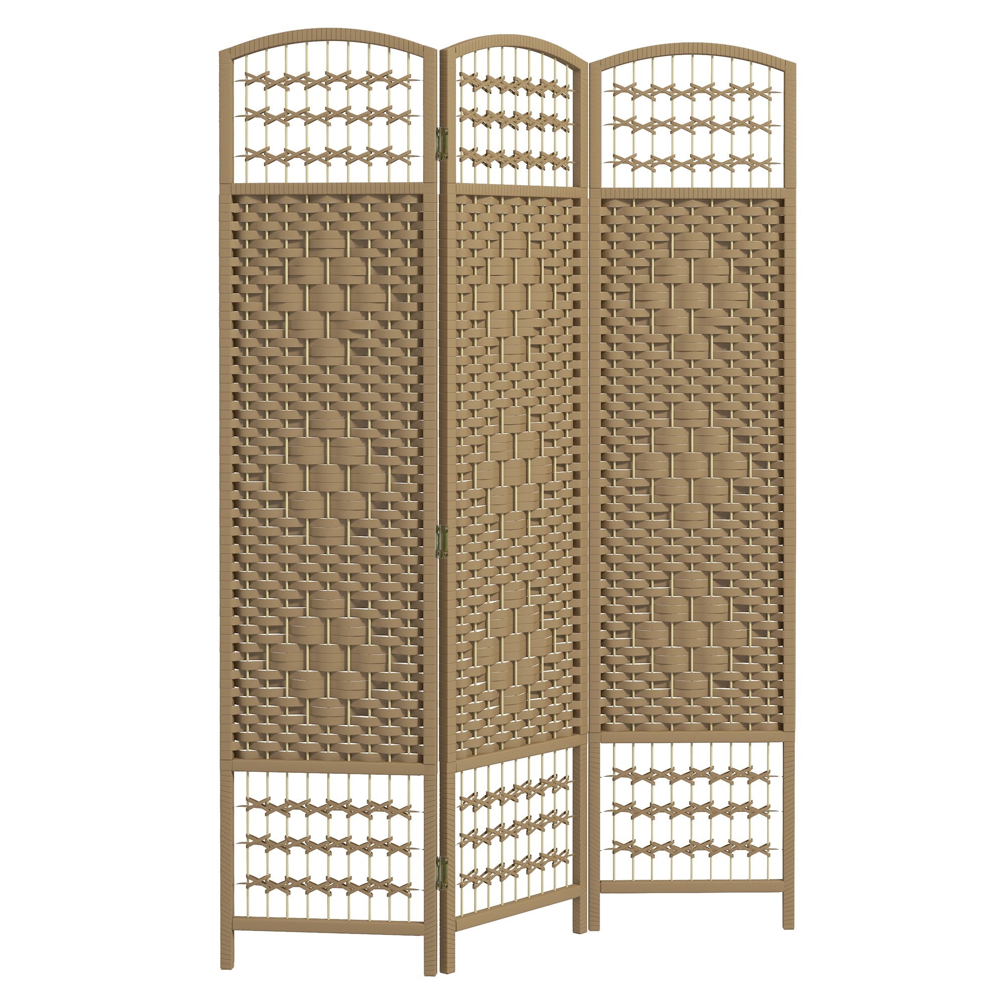 3 Panel Folding Room Divider, Portable Privacy Screen, Wave Fiber Room Partition for Home Office, Natural Room Dividers Natural  at Gallery Canada