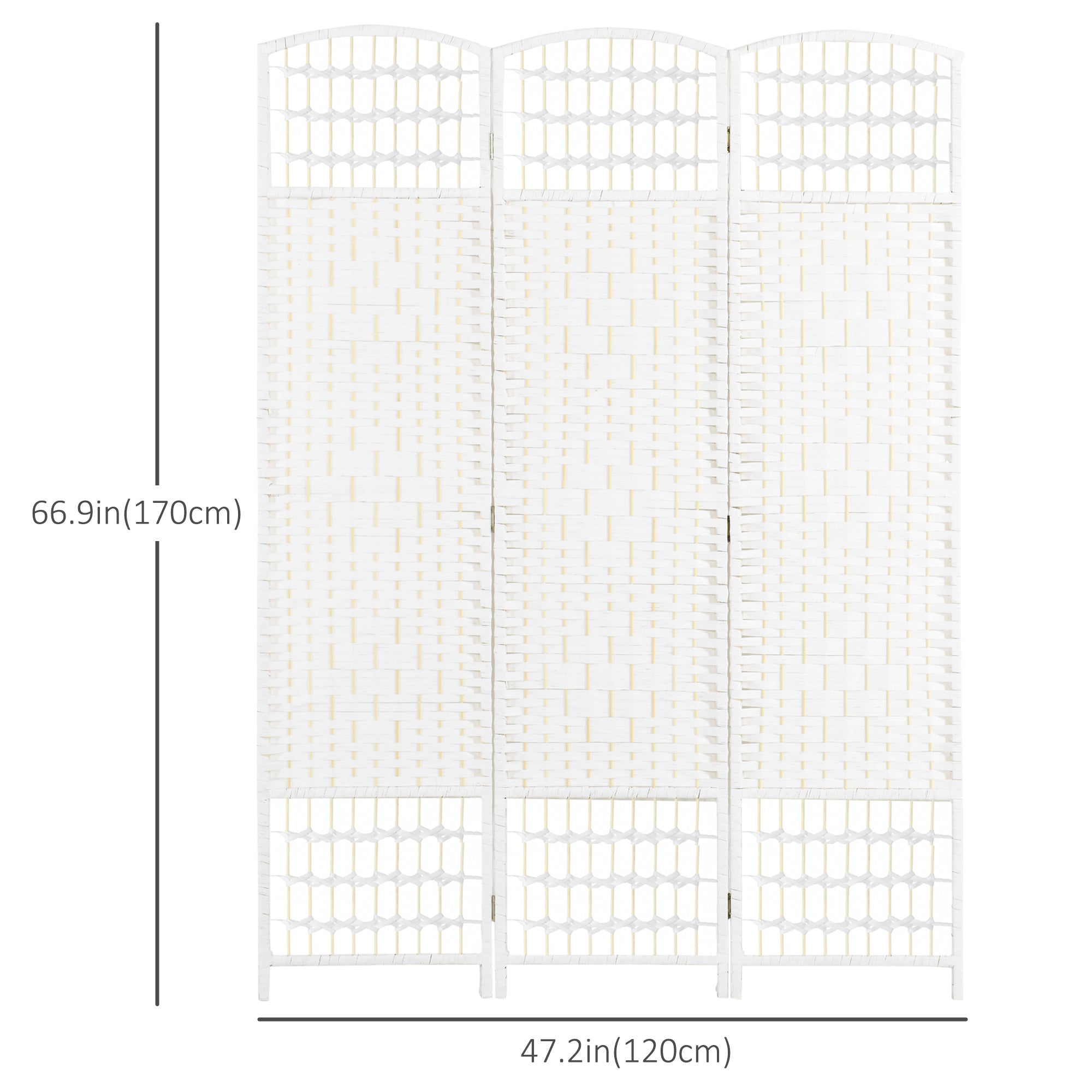 3 Panel Folding Room Divider, Portable Privacy Screen, Wave Fiber Room Partition for Home Office, White Room Dividers   at Gallery Canada