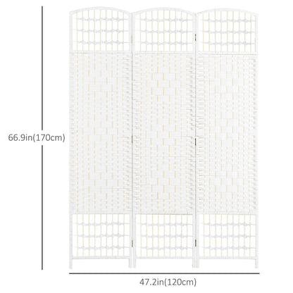 3 Panel Folding Room Divider, Portable Privacy Screen, Wave Fiber Room Partition for Home Office, White Room Dividers   at Gallery Canada