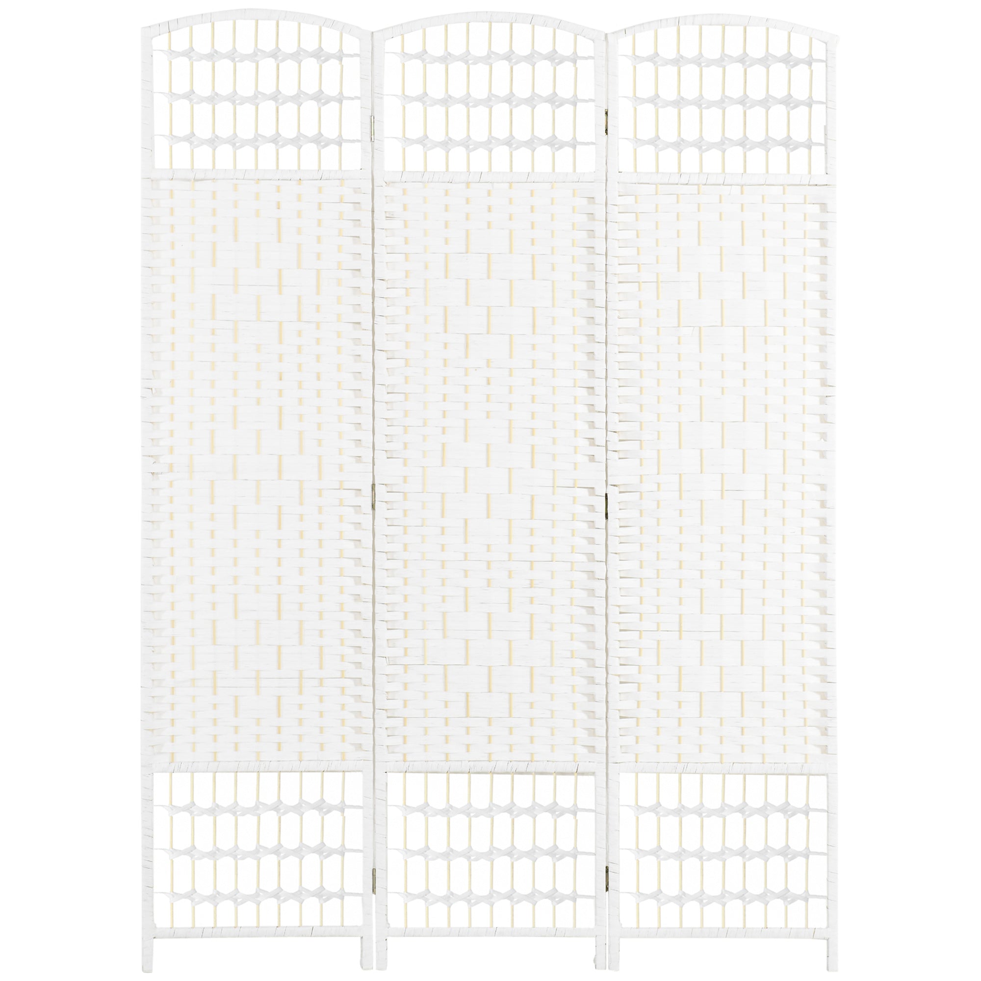 3 Panel Folding Room Divider, Portable Privacy Screen, Wave Fiber Room Partition for Home Office, White Room Dividers White  at Gallery Canada