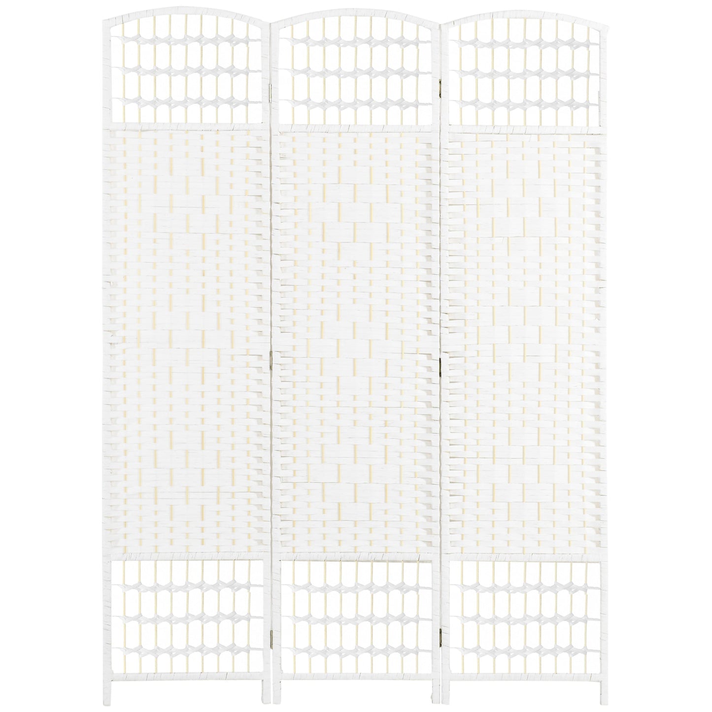 3 Panel Folding Room Divider, Portable Privacy Screen, Wave Fiber Room Partition for Home Office, White Room Dividers White  at Gallery Canada