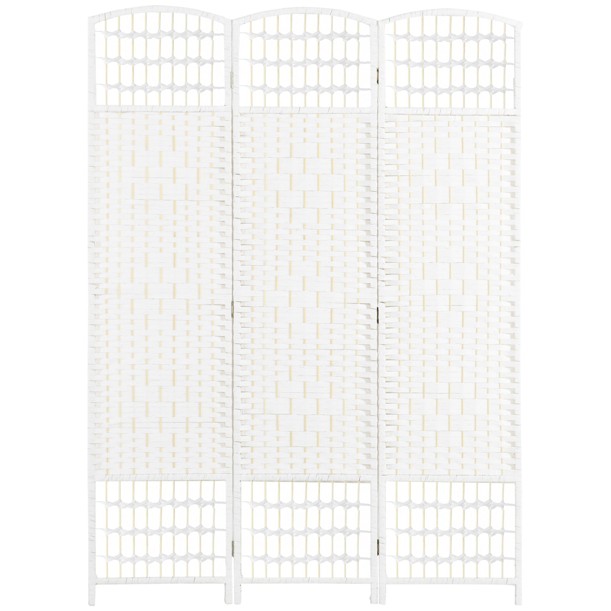 3 Panel Folding Room Divider, Portable Privacy Screen, Wave Fiber Room Partition for Home Office, White Room Dividers White  at Gallery Canada