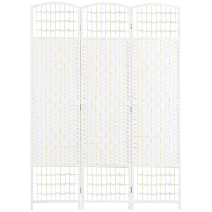 3 Panel Folding Room Divider, Portable Privacy Screen, Wave Fiber Room Partition for Home Office, White Room Dividers White  at Gallery Canada