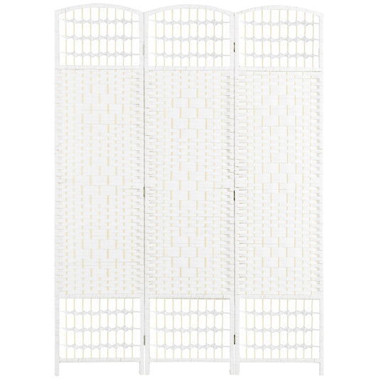 3 Panel Folding Room Divider, Portable Privacy Screen, Wave Fiber Room Partition for Home Office, White Room Dividers White  at Gallery Canada