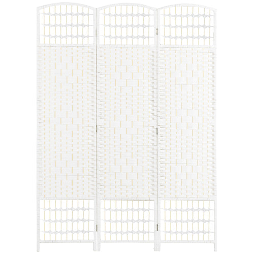 3 Panel Folding Room Divider, Portable Privacy Screen, Wave Fiber Room Partition for Home Office, White