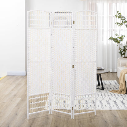 3 Panel Folding Room Divider, Portable Privacy Screen, Wave Fiber Room Partition for Home Office, White Room Dividers   at Gallery Canada