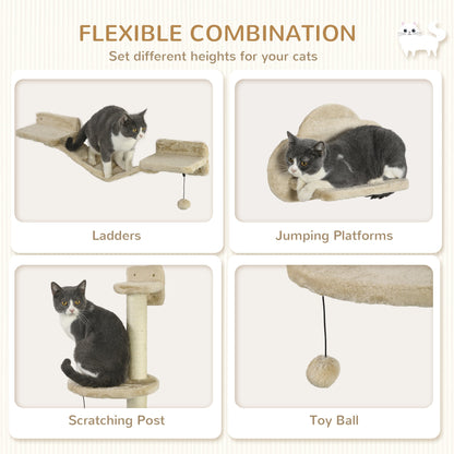 3 PCs Cat Wall Climber with Scratching Post, Ladder, Perches, Cloud-Shaped Cat Shelves, Beige Cat Climbing Wall   at Gallery Canada