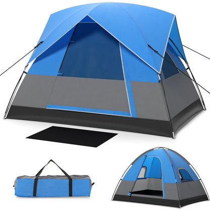 3 Person Outdoor Camping Tent with Removable Floor Mat for Camping Hiking Traveling, Blue Tents   at Gallery Canada