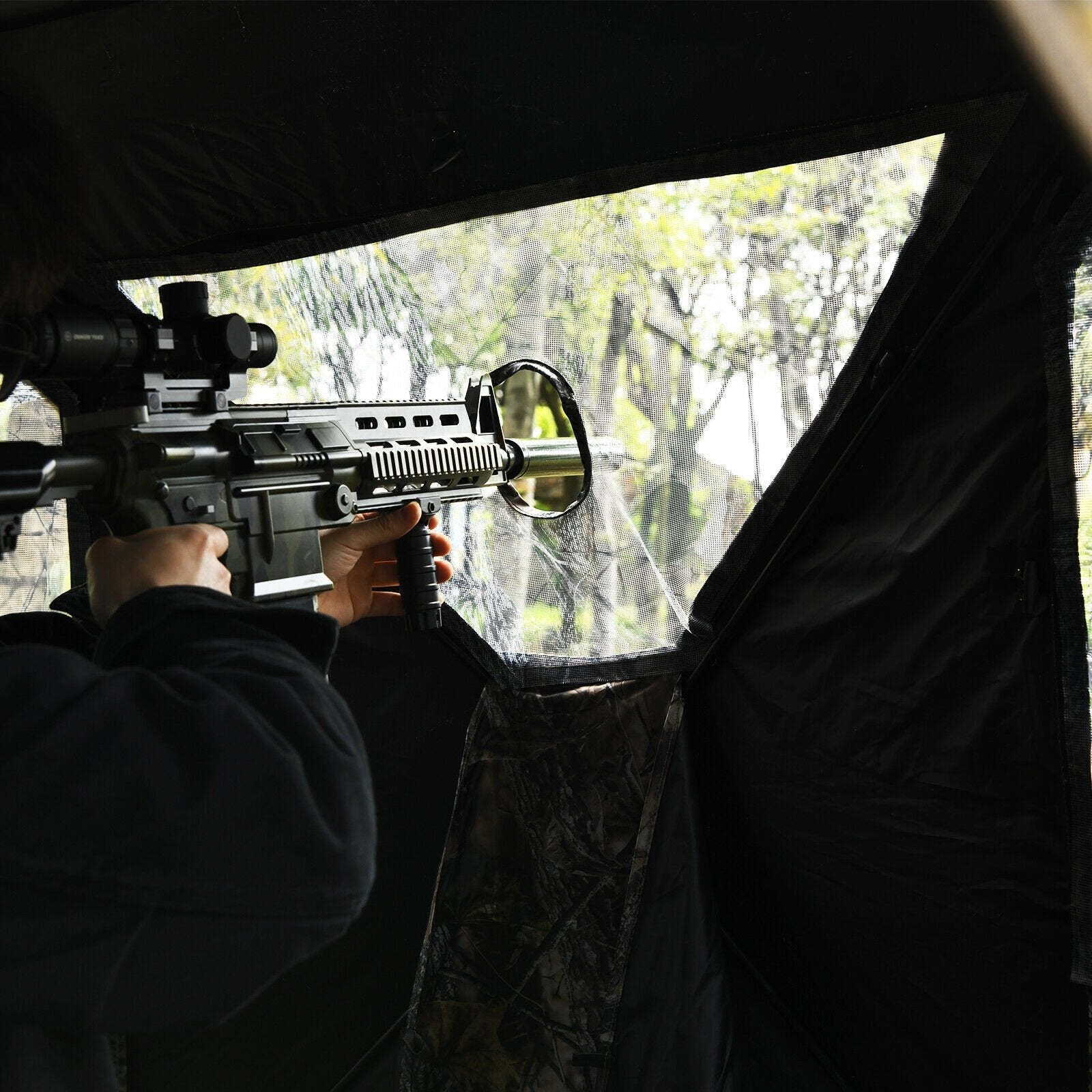 3 Person Portable Pop-Up Ground Tent with Gun Ports and Carrying Bag, Camouflage Tents   at Gallery Canada