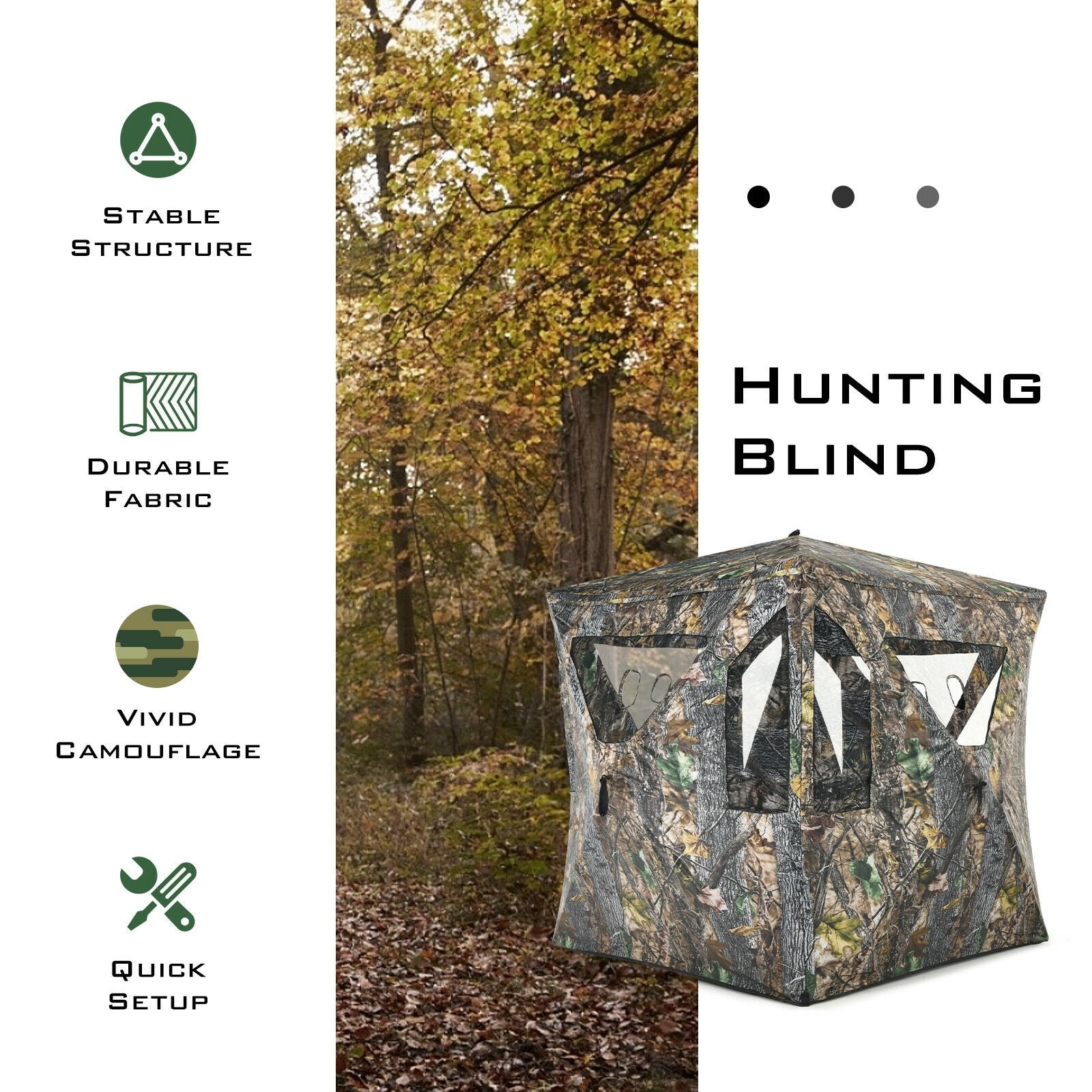 3 Person Portable Pop-Up Ground Tent with Gun Ports and Carrying Bag, Camouflage Tents   at Gallery Canada