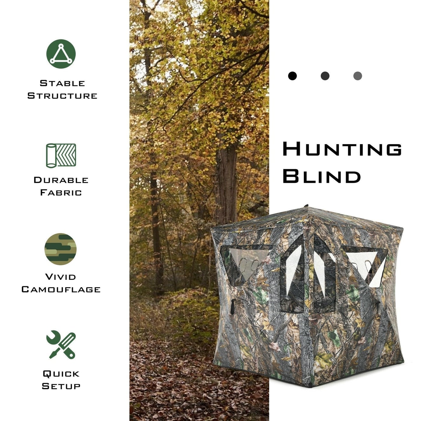 3 Person Portable Pop-Up Ground Tent with Gun Ports and Carrying Bag, Camouflage Tents   at Gallery Canada