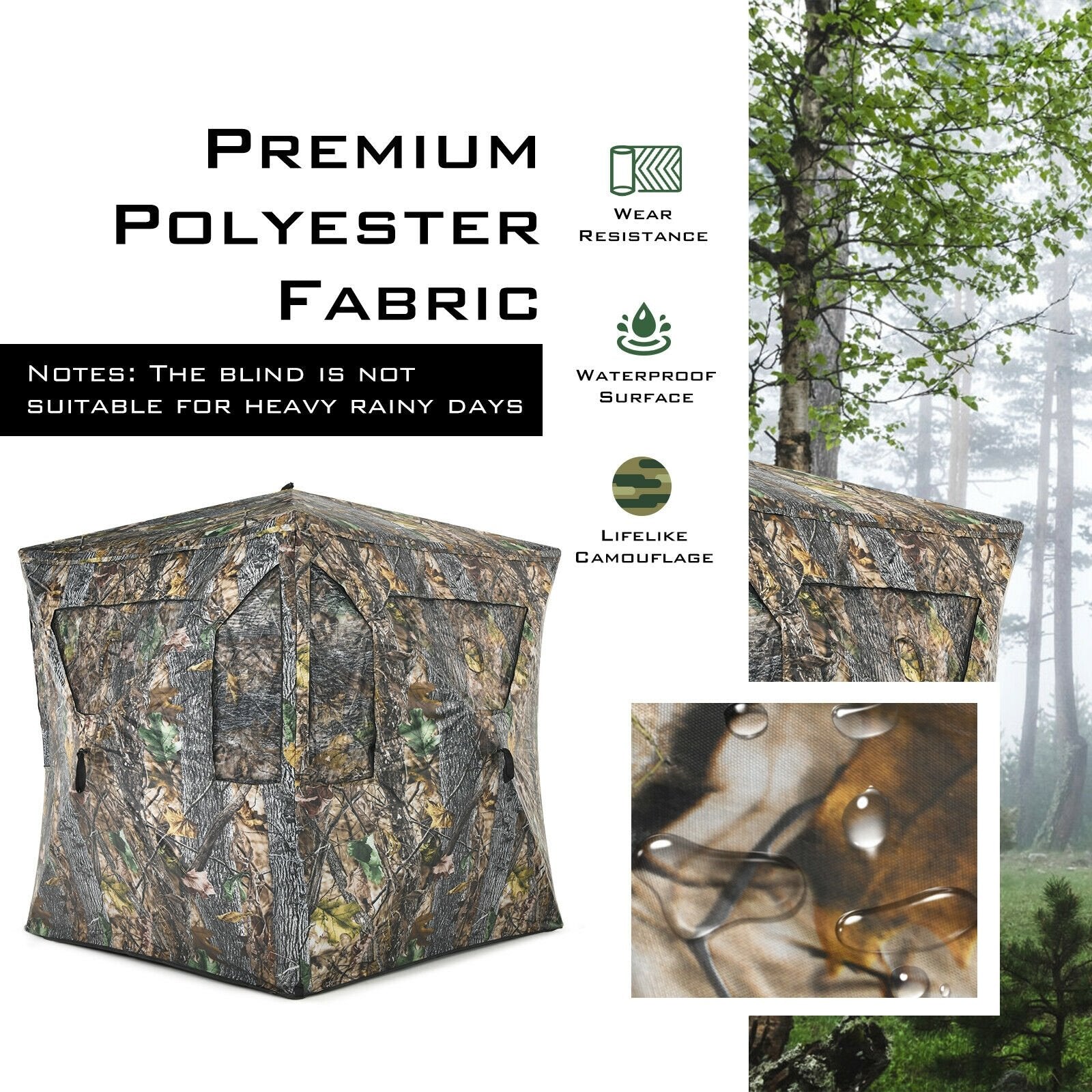 3 Person Portable Pop-Up Ground Tent with Gun Ports and Carrying Bag, Camouflage Tents   at Gallery Canada