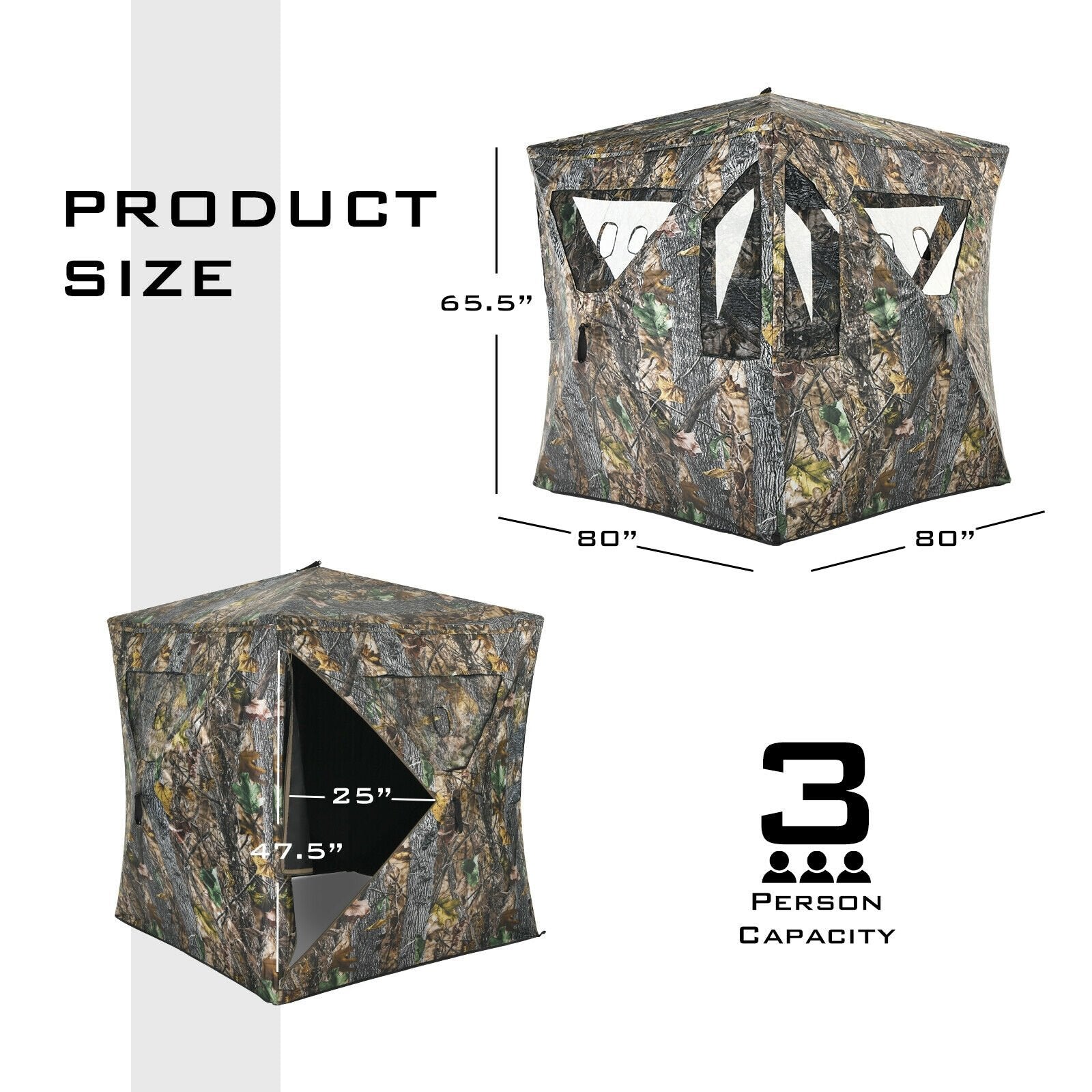 3 Person Portable Pop-Up Ground Tent with Gun Ports and Carrying Bag, Camouflage Tents   at Gallery Canada