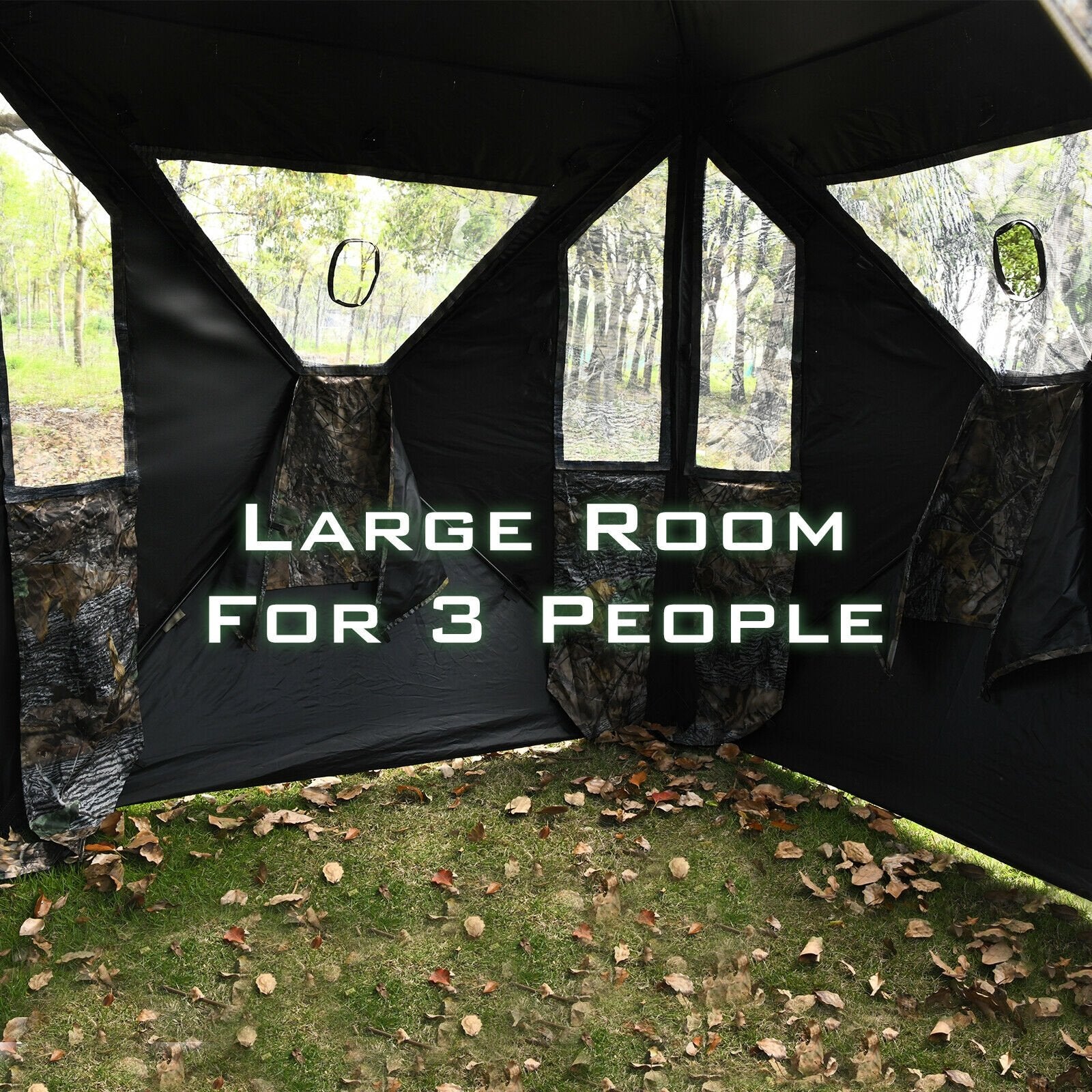 3 Person Portable Pop-Up Ground Tent with Gun Ports and Carrying Bag, Camouflage Tents   at Gallery Canada